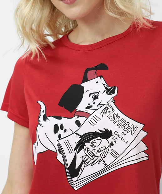 Pijama Feminino Estampa Dálmatas Disney Vermelho