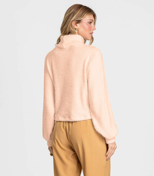 Blusão Feminino em Tricot Felpudo Dianna Rosa