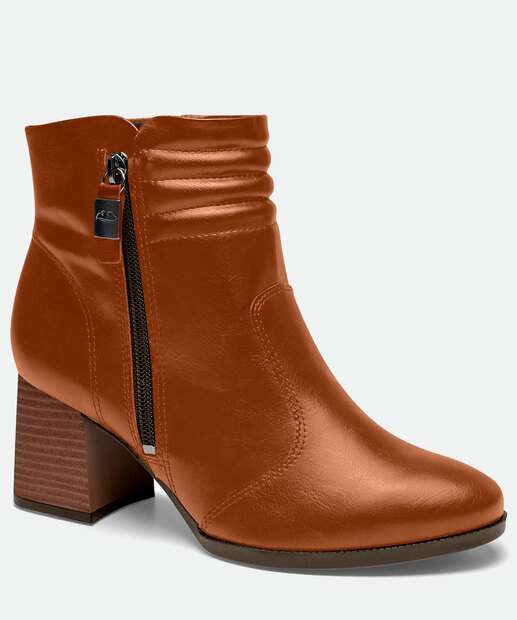 Bota Feminina Cano Curto Salto Grosso Recorte Dakota