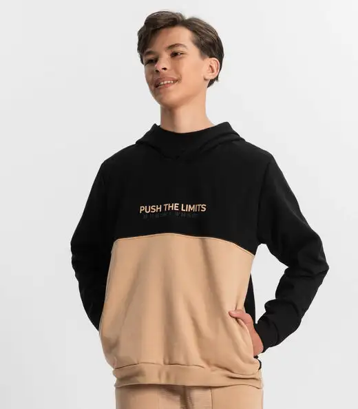 Moletom Juvenil Menino Com Capuz Minty Preto