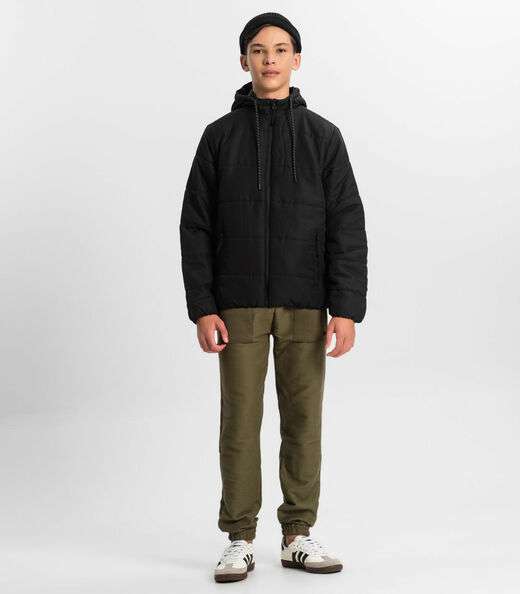 Jaqueta Puffer Juvenil Unissex Minty Preto