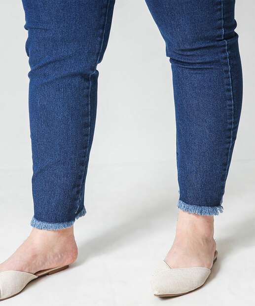 Calça Plus Size Feminina Jeans Skinny Push Up Sawary Azul