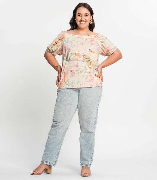 Blusa Ciganinha Plus Select Bege