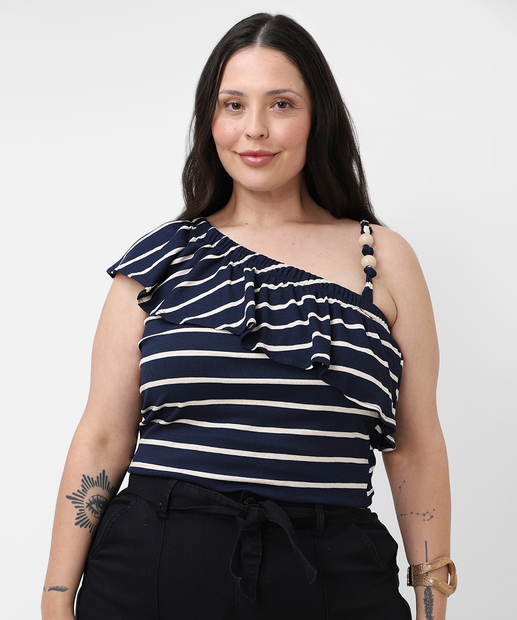 Image_Blusa Plus Size Feminina Listrada Babado Marisa Azul