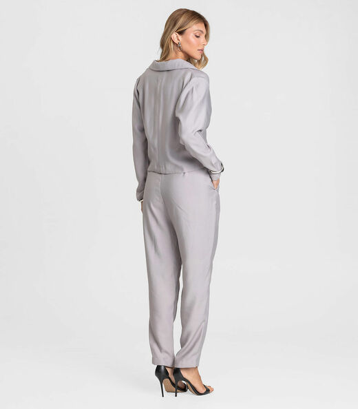 Calça Feminina Cenoura Alfaiataria Dianna Cinza