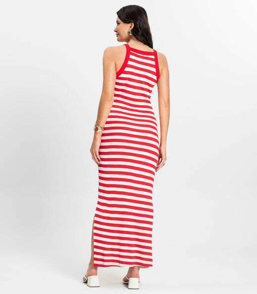 Vestido Midi Feminino em Ribana de Viscose Rovitex Vermelho