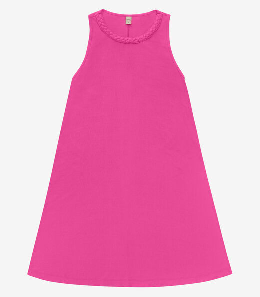 Vestido Curto Visco Maquinetada Feminino Rovitex Rosa