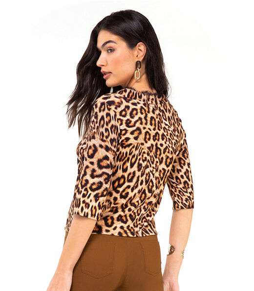 Blusa Feminina Manga 3/4 Endless Marrom