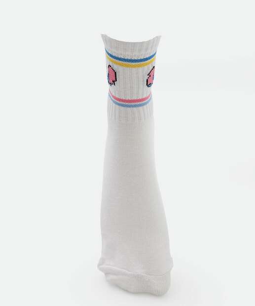 Kit 2 Pares Meias Soquete Feminina Stitch Disney Rosa