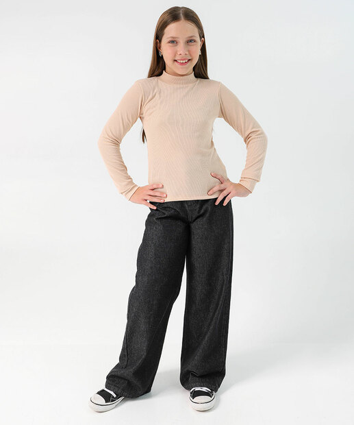 Blusa Infantil Manga Longa Marisa Tam 4 a 10 Bege