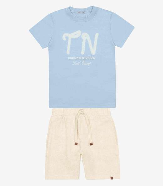 Conjunto Menino Camiseta Com Bermuda Trick Nick Azul