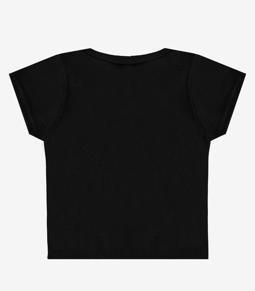Blusa Básica Infantil Manga Curta Lisa Soletex Preto