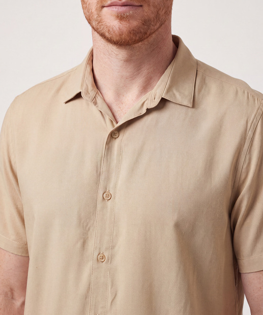 Camisa Masculina Manga Curta Marisa Marrom