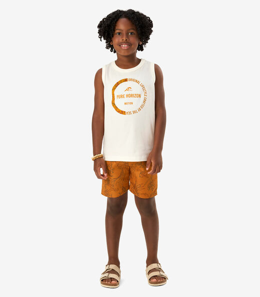 Conjunto Machão Com Bermuda Infantil Rovi Kids Bege
