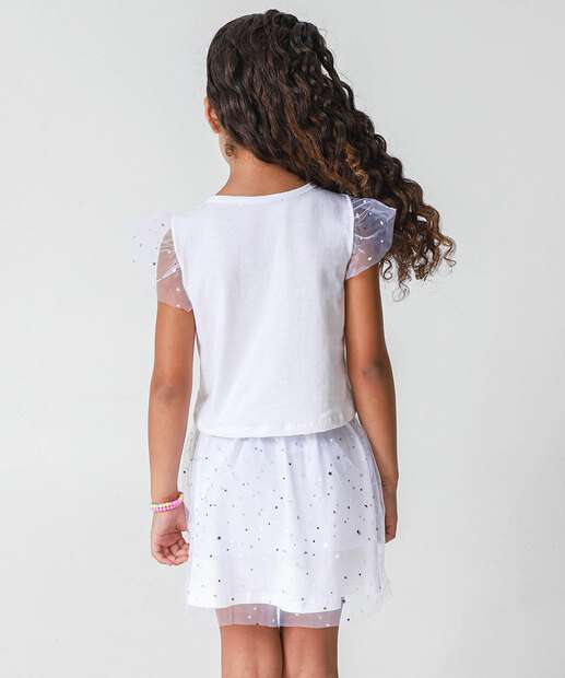 Conjunto Infantil Tule Estrelas Marisa Tam 4 a 10 Prata
