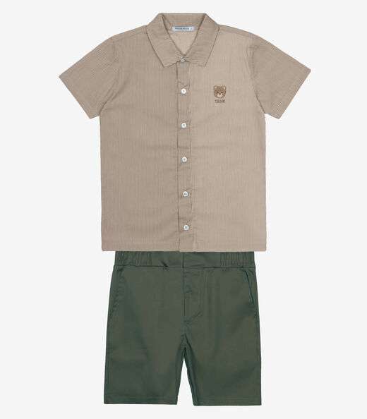Conjunto Infantil Camisa Com Bermuda Trick Nick Marrom