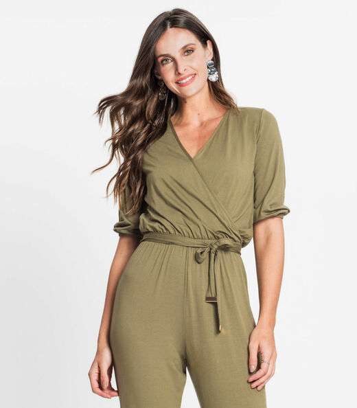 Macacão Feminino Manga 3/4 Rovitex Verde