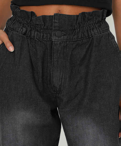 Calça Jeans Feminina Clochard Bolsos Preto