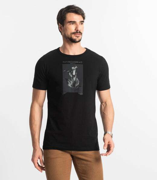 Camiseta Masculina Meia Malha Diametro Preto