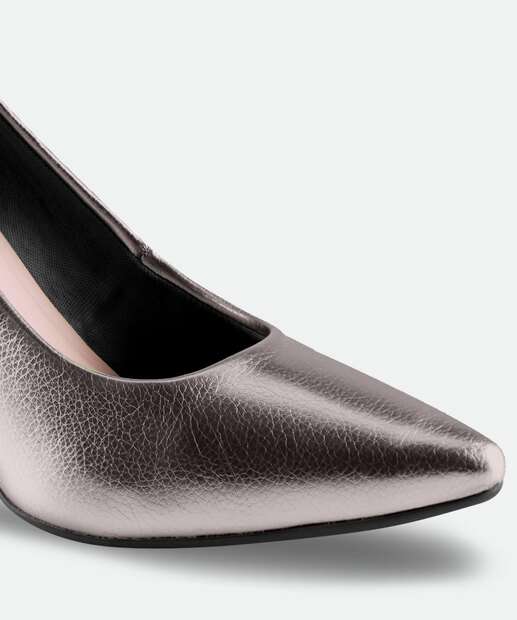 Scarpin Feminino Salto Fino Metalizado Via Uno 