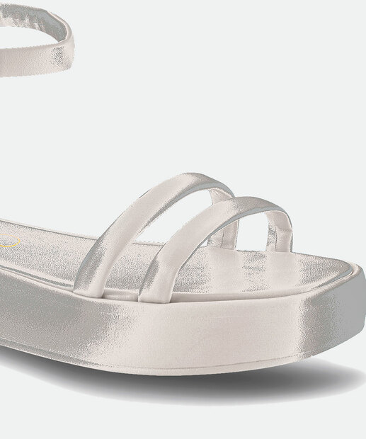 Sandália Flatform Feminina Metalizada Via Uno