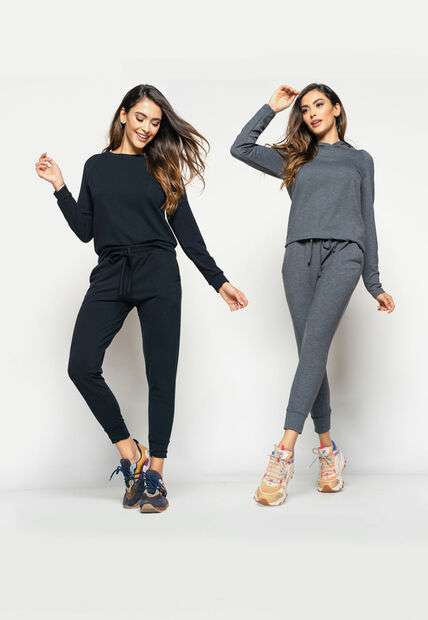 Image_Kit 2 Calças  Comfy Jogger  Moletinho Preta e Grafite