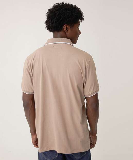 Polo Masculina Mescla Manga Curta Marisa Bege