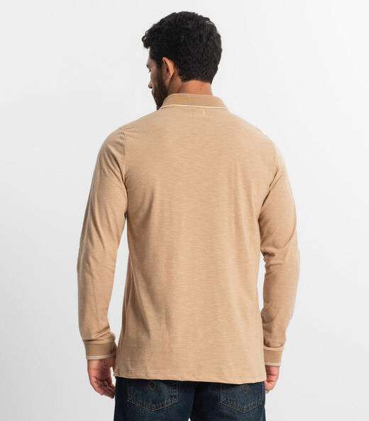 Polo Masculina  Manga Longa Diametro Marrom