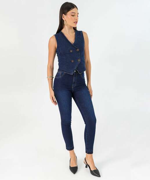 Image_Calça Jeans Skinny Feminina Barra Desconstruída Azul