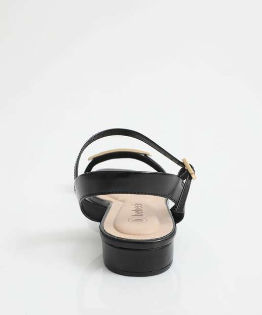 Sandália Feminina Rasteira Detalhe Metalizado Bebecê Preto