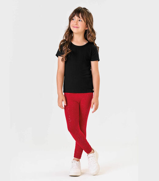 Legging Infantil Cotton Glitter Trick Nick Vermelho
