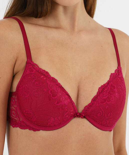 Sutiã de Renda Push Up Com Bojo Marisa Rosa