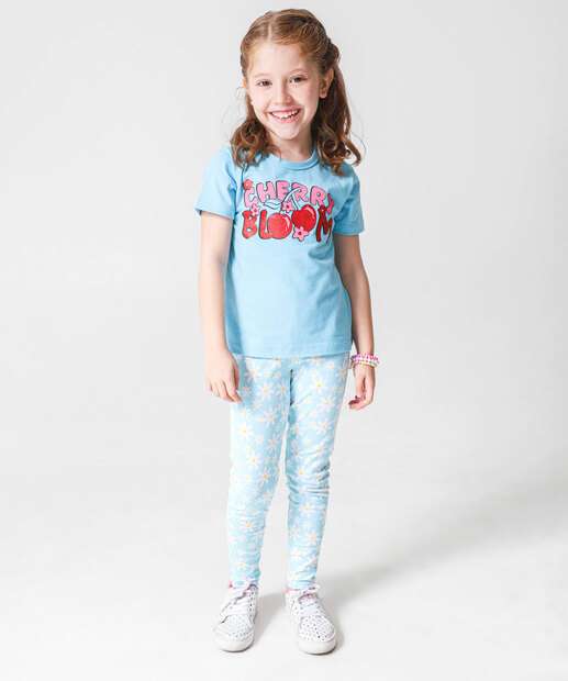 Image_Calça Infantil Legging Flores Marisa Tam 4 a 10 Azul