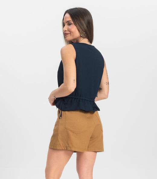 Regata Feminina em Crepe Infinita Cor Azul