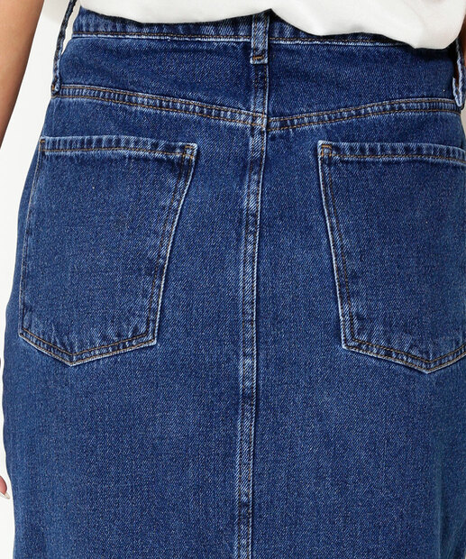 Saia Midi Feminina Jeans Bolsos Marisa