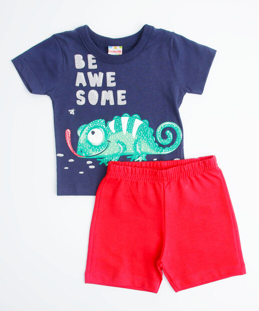 Conjunto Infantil Estampa Camaleão Brandili Tam 3 a 12 Meses 