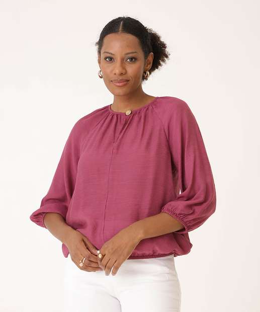Blusa Feminina Manga 7/8 Textura Marisa
