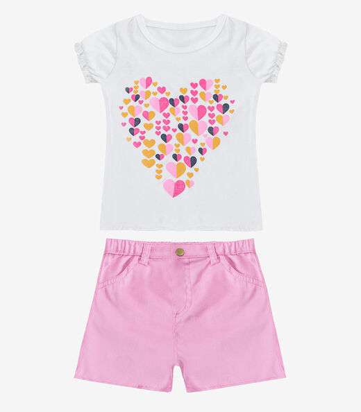 Conjunto Infantil Blusa Com Shorts Rovi Kids Branco