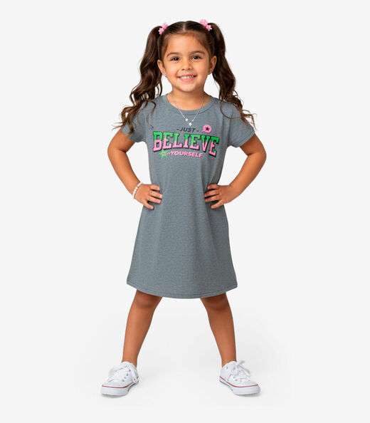 Vestido Infantil em Molecotton Select Cinza