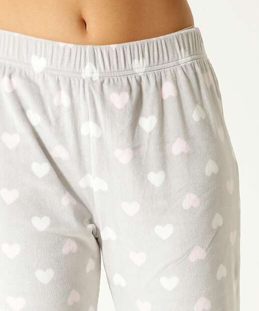 Pijama Feminino Plush Estampa Coração Marisa