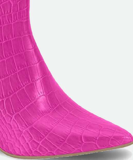 Bota Feminina Cano Curto Salto Grosso Textura Croco Vizzano