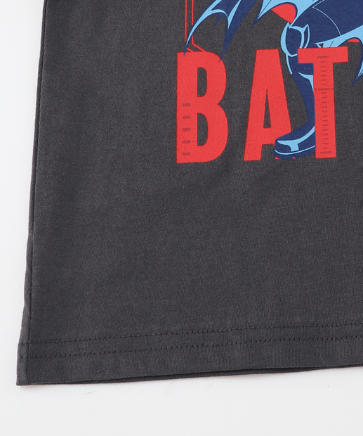Camiseta Infantil Manga Curta Batman Tam 4 a 10 Cinza
