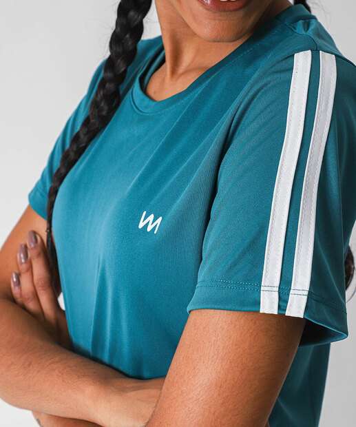 Blusa Feminina Fitness Listras Marisa Azul