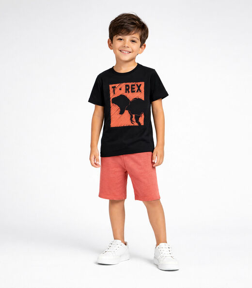 Conjunto Infantil Blusa E Bermuda Masculina Select Preto