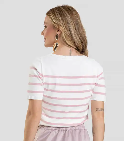 Blusa Feminina Em Tricot De Fio Modal Dianna Rosa