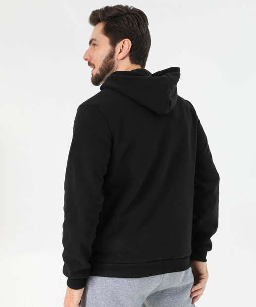 Casaco Masculino Moletom Capuz Marisa Preto