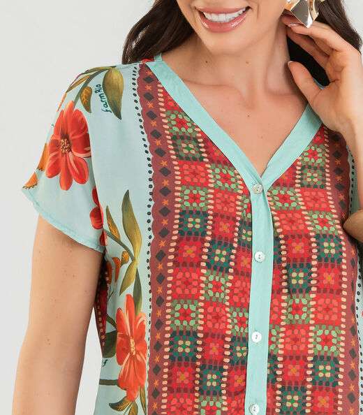 Blusa Feminina Estampada Infinita Cor Azul