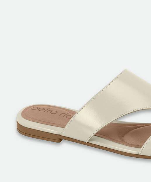 Rasteirinha Feminina Tiras Metalizada Beira Rio Bege