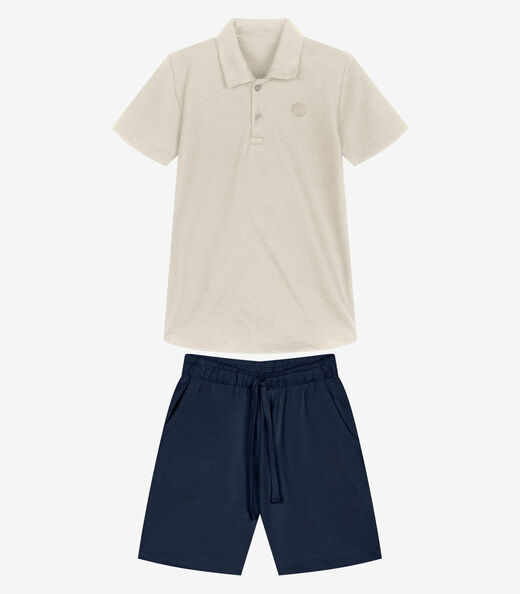 Image_Conjunto Infantil Polo Com Bermuda Trick Nick Bege
