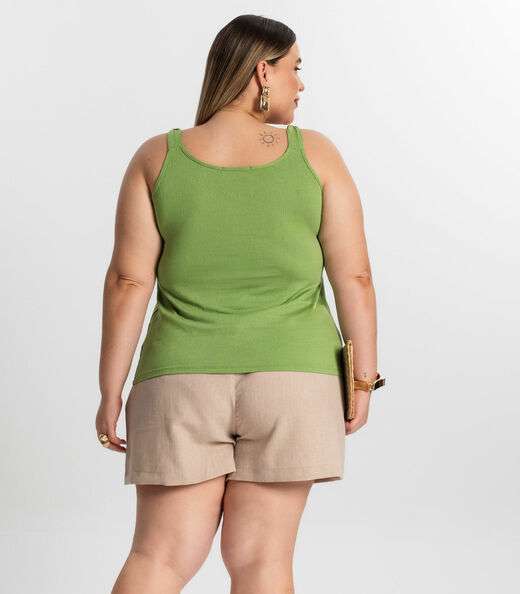 Blusa De Alça Plus Size Secret Glam Verde